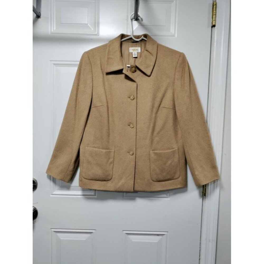 Vintage Talbots Camel Hair Long Sleeve Button Up Blazer Jacket Tan Women's 12 - Picture 9 of 16